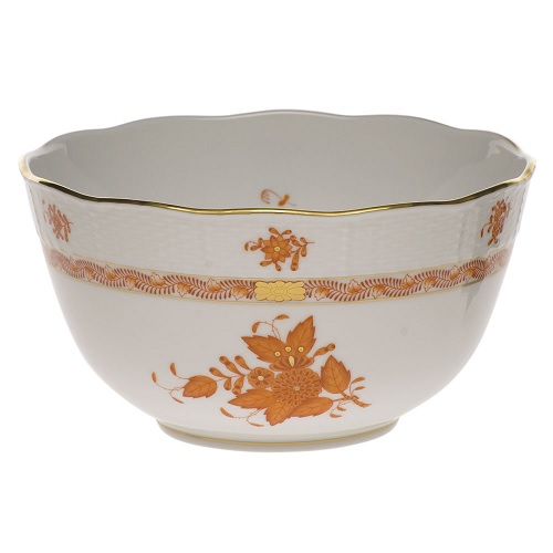 Herend Chinese Bouquet Rust Round Serving Bowl