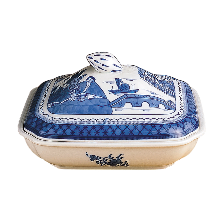 Mottahedeh Blue Canton Square Vegetable Bowl & Cover