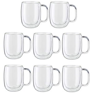 Sorrento Plus Double Wall 8-pc Coffee Glass Mug Set
