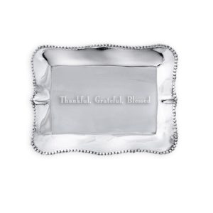 Beatriz Ball GIFTABLES Pearl Rectangular Engraved Tray - Thankful, Grateful, Blessed