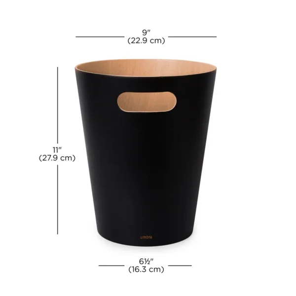 Umbra Woodrow Trash Can – Black2