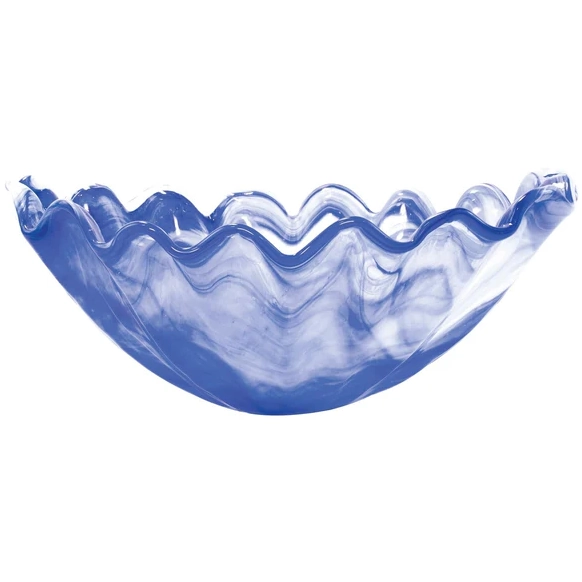 Vietri Onda Glass Large Centerpiece - Cobalt
