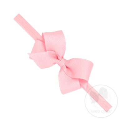 Light Pink Small Grosgrain Bow on Band