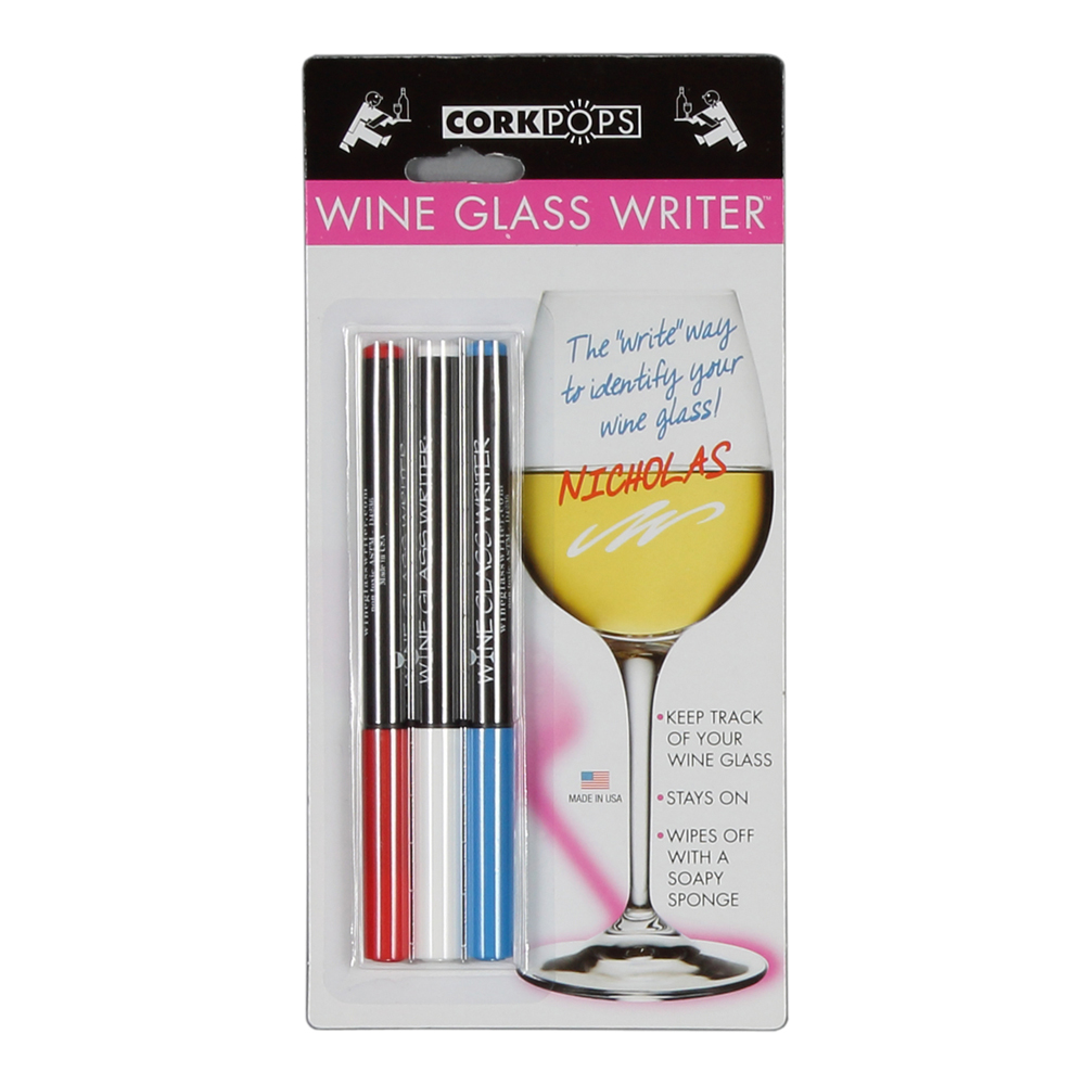 Cork Pops Wine Glass Pens Red, White and Blue Berings