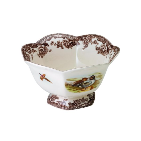 Spode Woodland Hexagonal Footed Bowl - Lapwing/Pintail