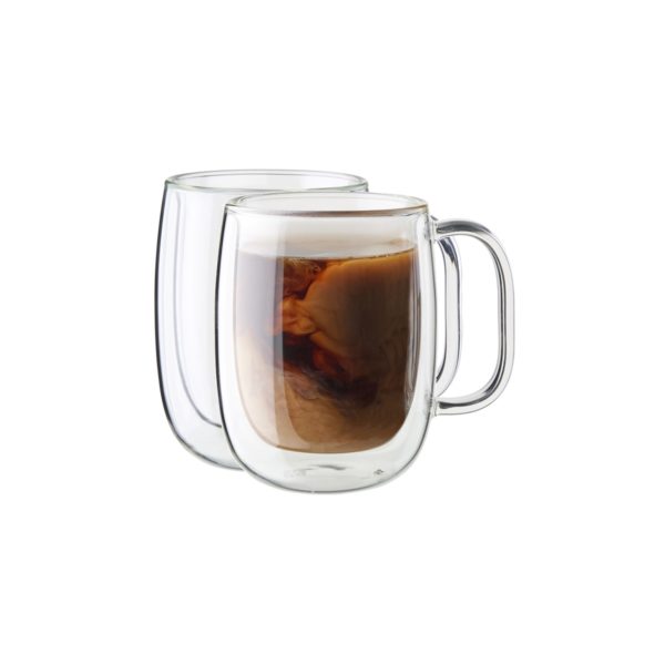 Sorrento Plus Double Wall 2-pc Coffee Glass Mug Set