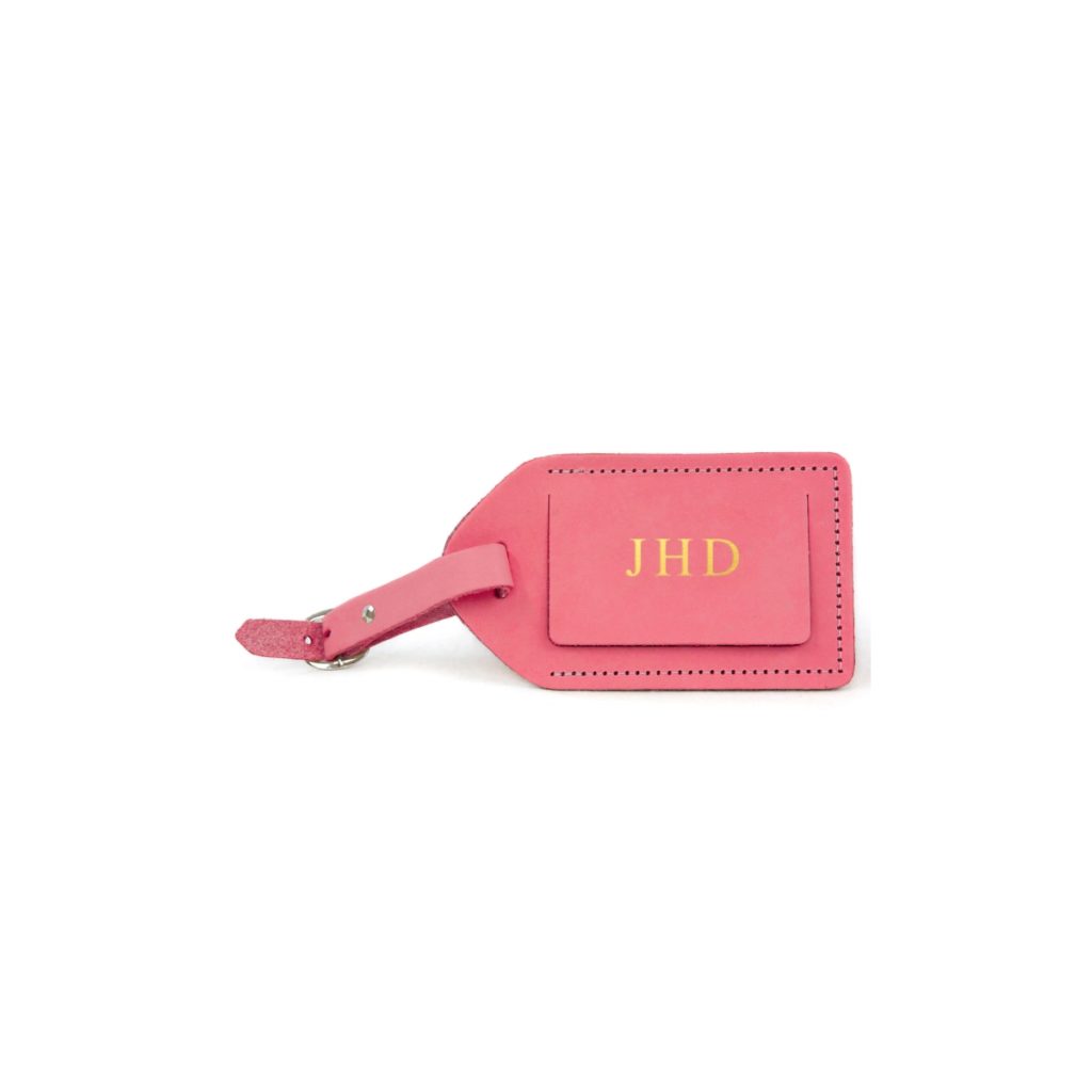 LUGGAGE TAG HOT PINK LEATHER