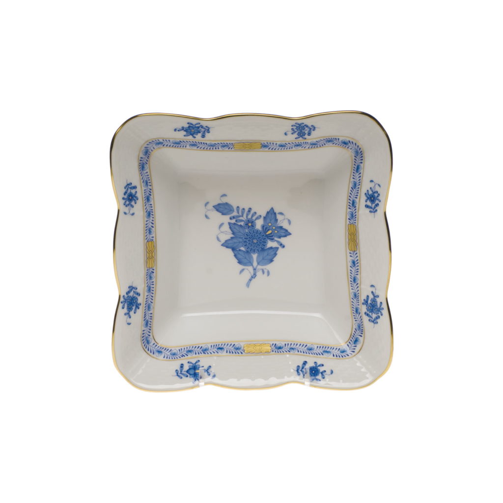 Herend Chinese Bouquet Blue Square Dish