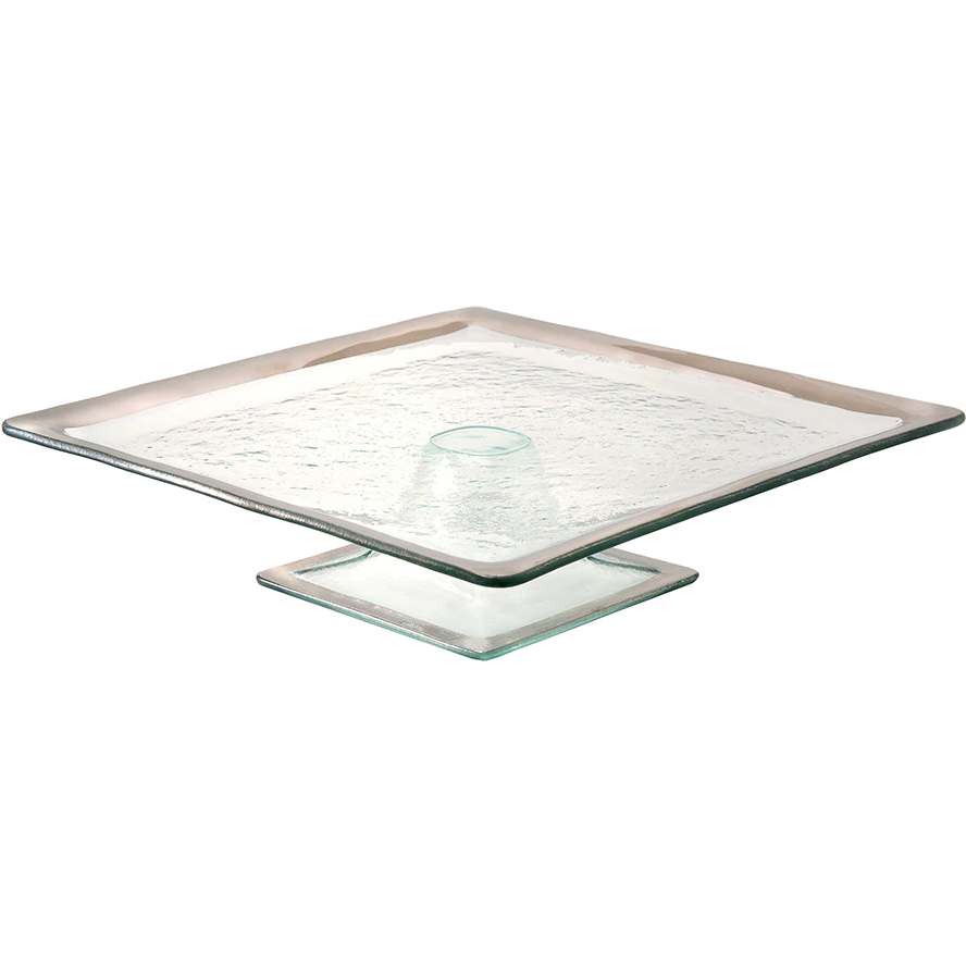 Annieglass Roman Antique Square Cake Plate - Platinum