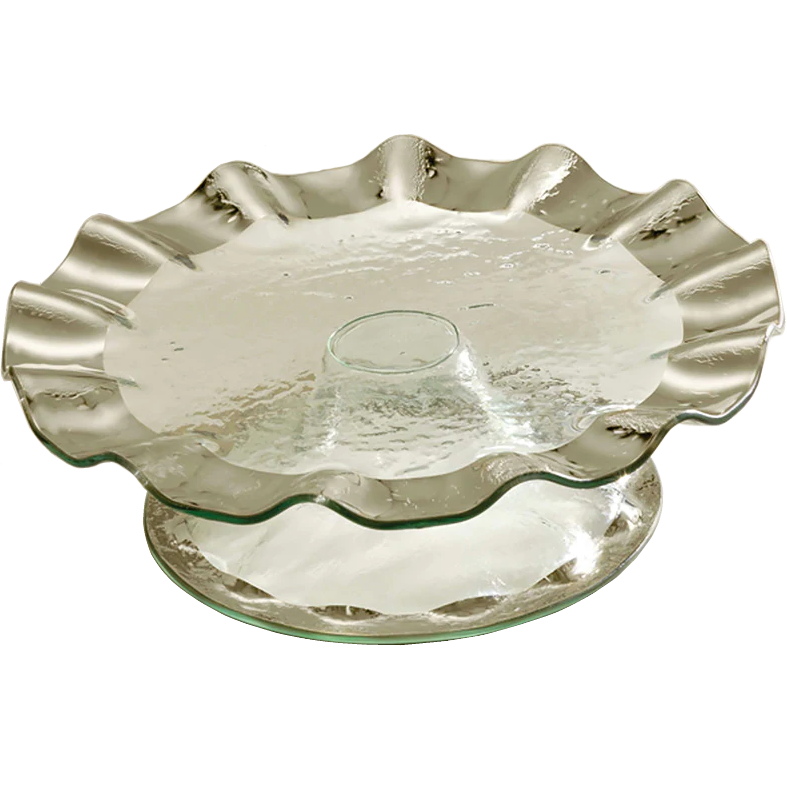 Annieglass Ruffle Pedestal Cake Plate - Platinum