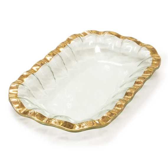 Annieglass Ruffle Rectangular Bowl - Gold