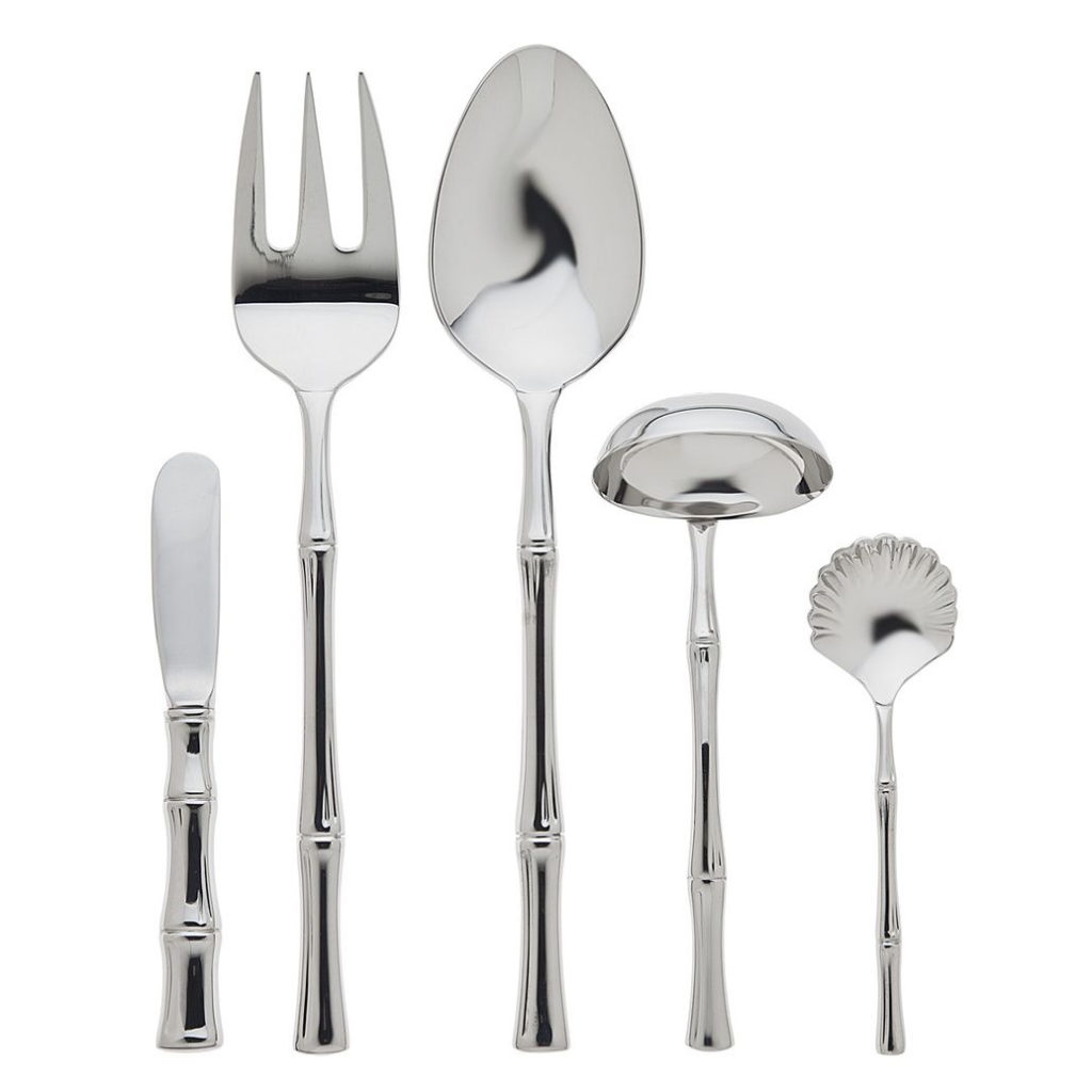 BAMBOO 5PC HOSTESS SET STAINLESS
