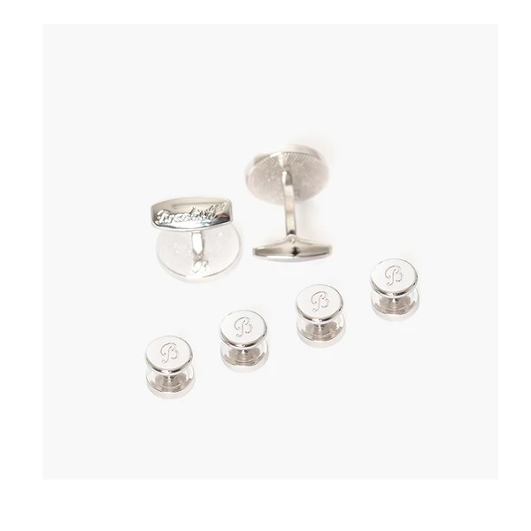 Brackish Cufflink/Stud Set - Bear (Rhodium Plated)