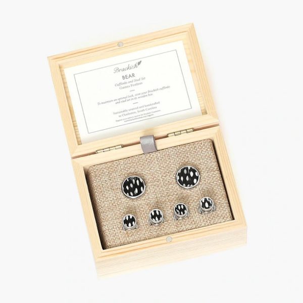 Brackish Cufflink/Stud Set - Bear (Rhodium Plated)
