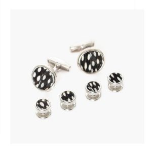 Brackish Cufflink/Stud Set - Bear (Rhodium Plated)