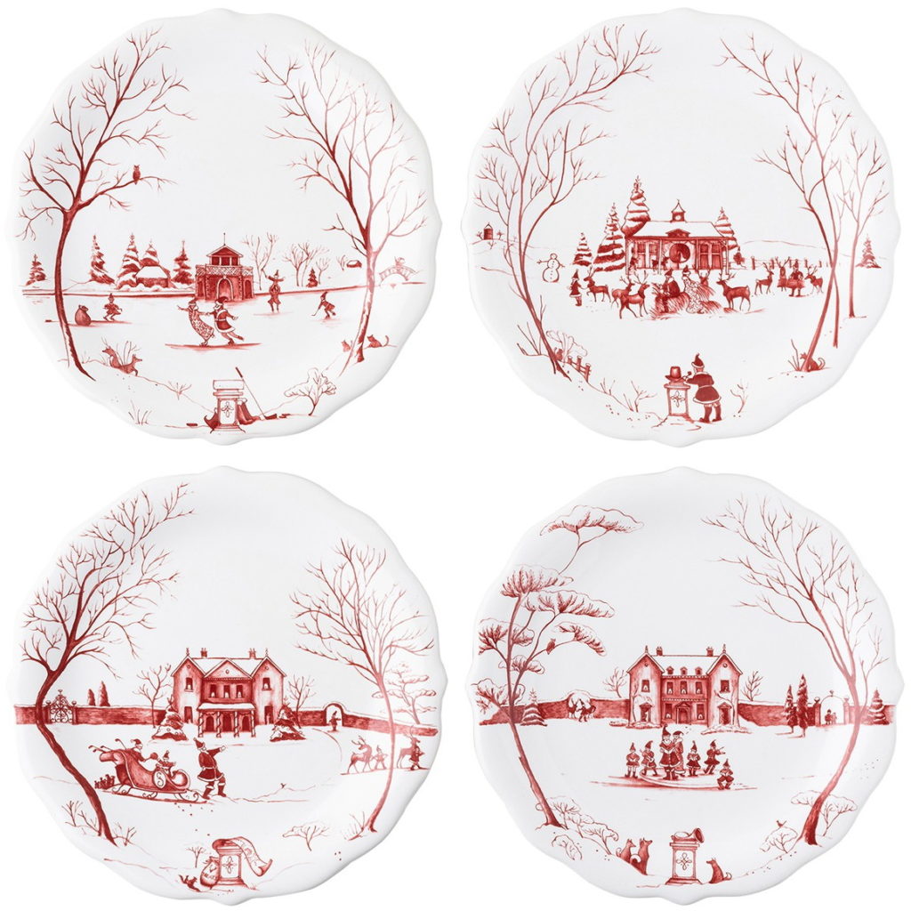 WINTER FROLIC RUBY SET/4 SALADS