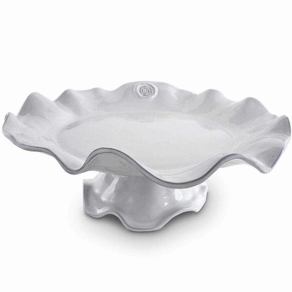 Beatriz Ball Ceramic Pedestal Medallion Cake Plate - White