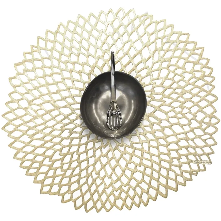 Chilewich Dahlia Round Placemat - Champagne
