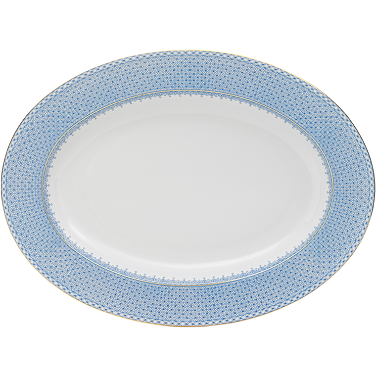 Cornflower Blue Lace Oval Platter