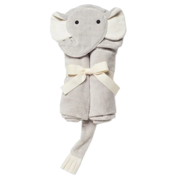 Elegant Baby Gray Elephant Hooded Baby Bath Wrap