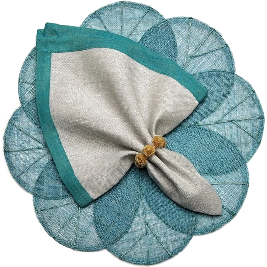 Deborah Rhodes Sinamay Flower Placemat - Turquoise