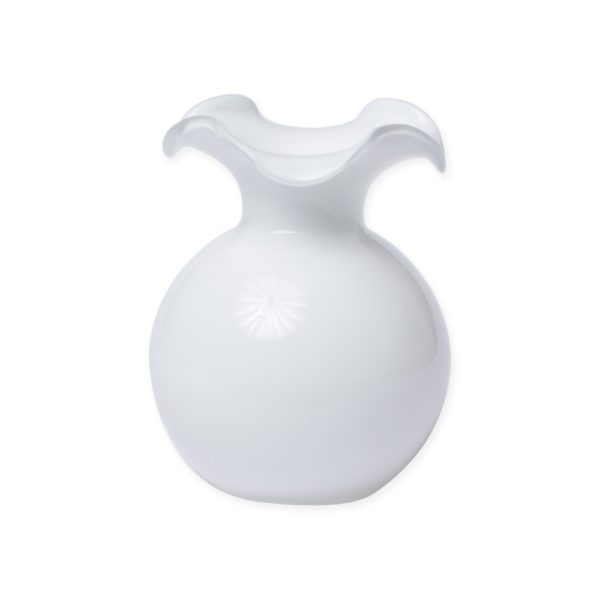 HIBISCUS WHITE SMALL FLUTED VASE