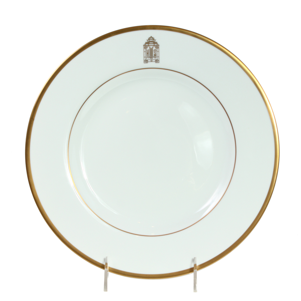 Pickard Signature Ultra White Monogram with Pagoda Dinner Plate