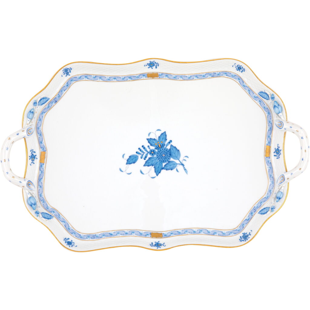 Herend Chinese Bouquet Blue Rectangular Tray