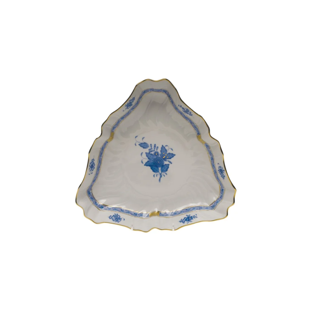Herend Chinese Bouquet Blue Small Triangular Dish