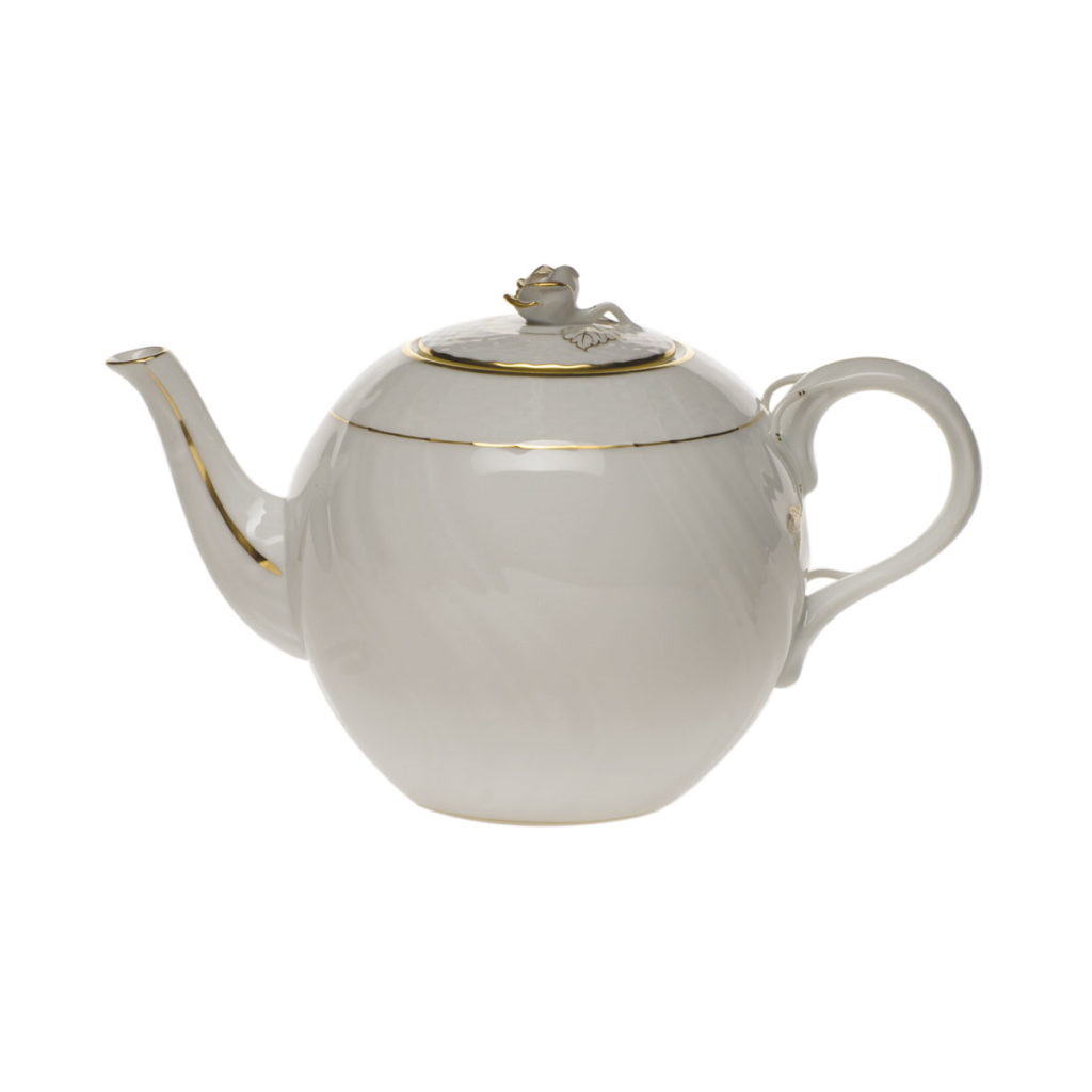 Herend Golden Edge Teapot with Rose Handle
