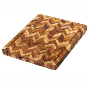 TeakHaus Herringbone Cutting Board with Hand Grips + Juice Canal - Large