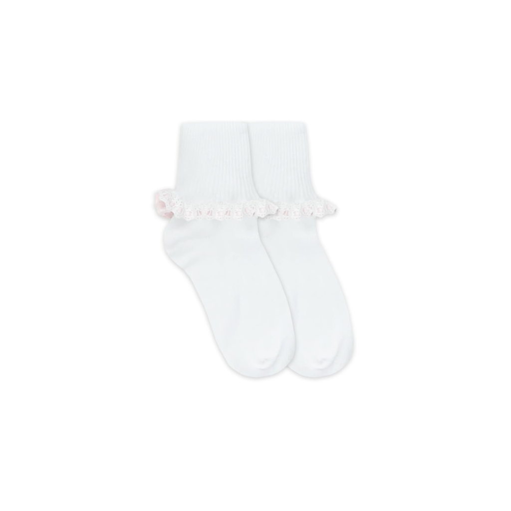 Jefferies Socks Cluny Turn Cuff Socks - White/Pink