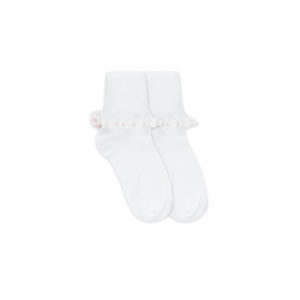 Jefferies Socks Cluny Turn Cuff Socks - White/Pink