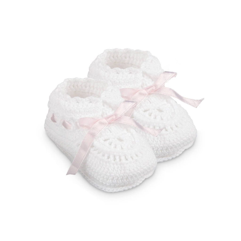 Jefferies Socks Hand Crochet Ribbon Bootie - Pink