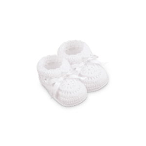 Jefferies Socks Hand Crochet Ribbon Bootie - White