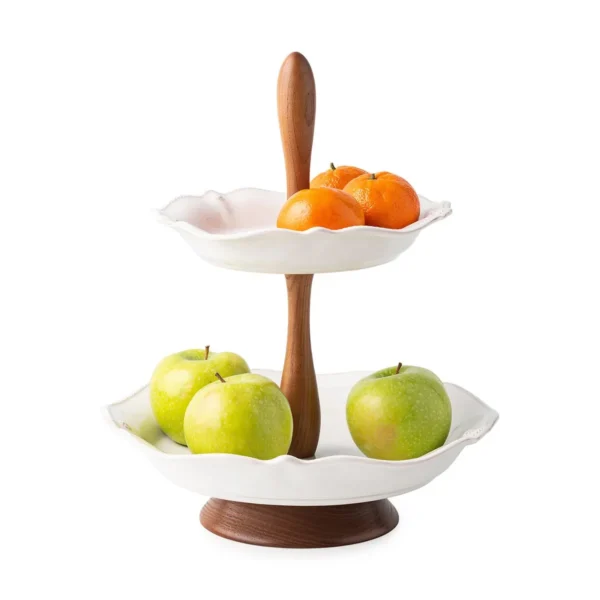 Juliska Berry & Thread Whitewash Two-Tiered Serving Stand