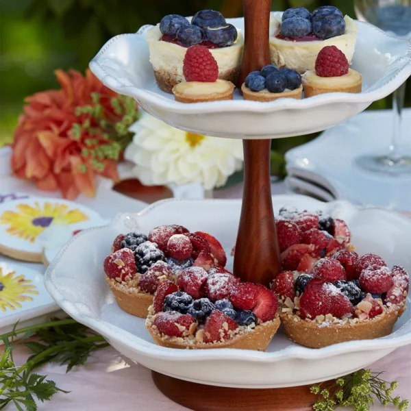 Juliska Berry & Thread Whitewash Two-Tiered Serving Stand