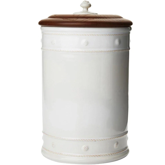 Juliska Berry & Thread 13in Canister with Wooden Lid - Whitewash