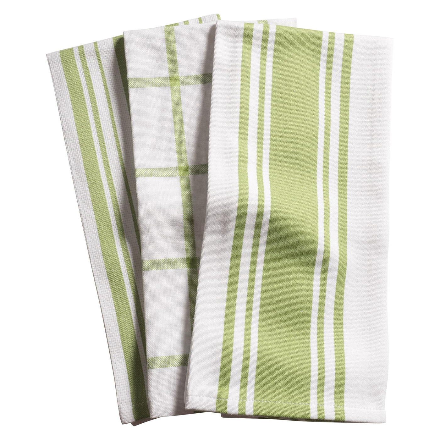 Basil Green Chef Stripe Dishtowel (Set Of 3)