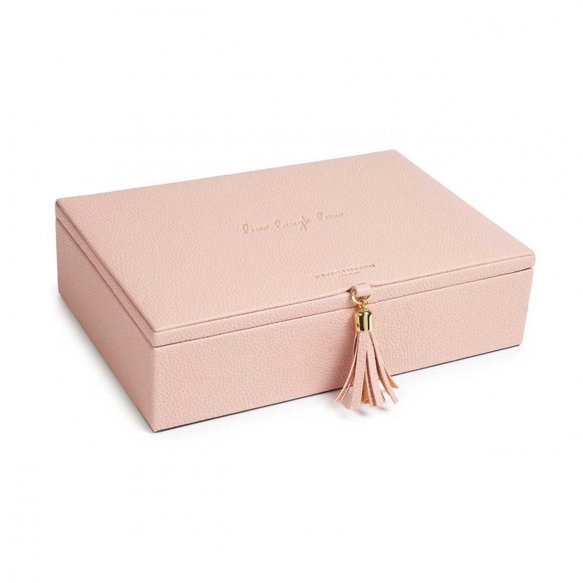 Live Laugh Love Tassel Jewelry Box Pink