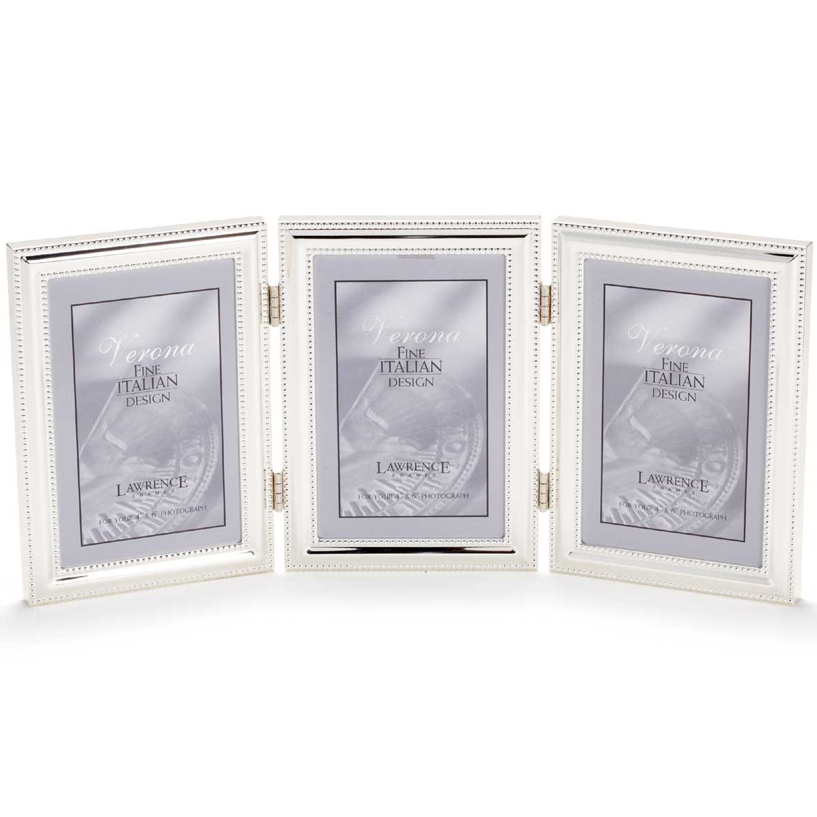 Lawrence Silver Double Bead Hinged Triple 4x6 Frame
