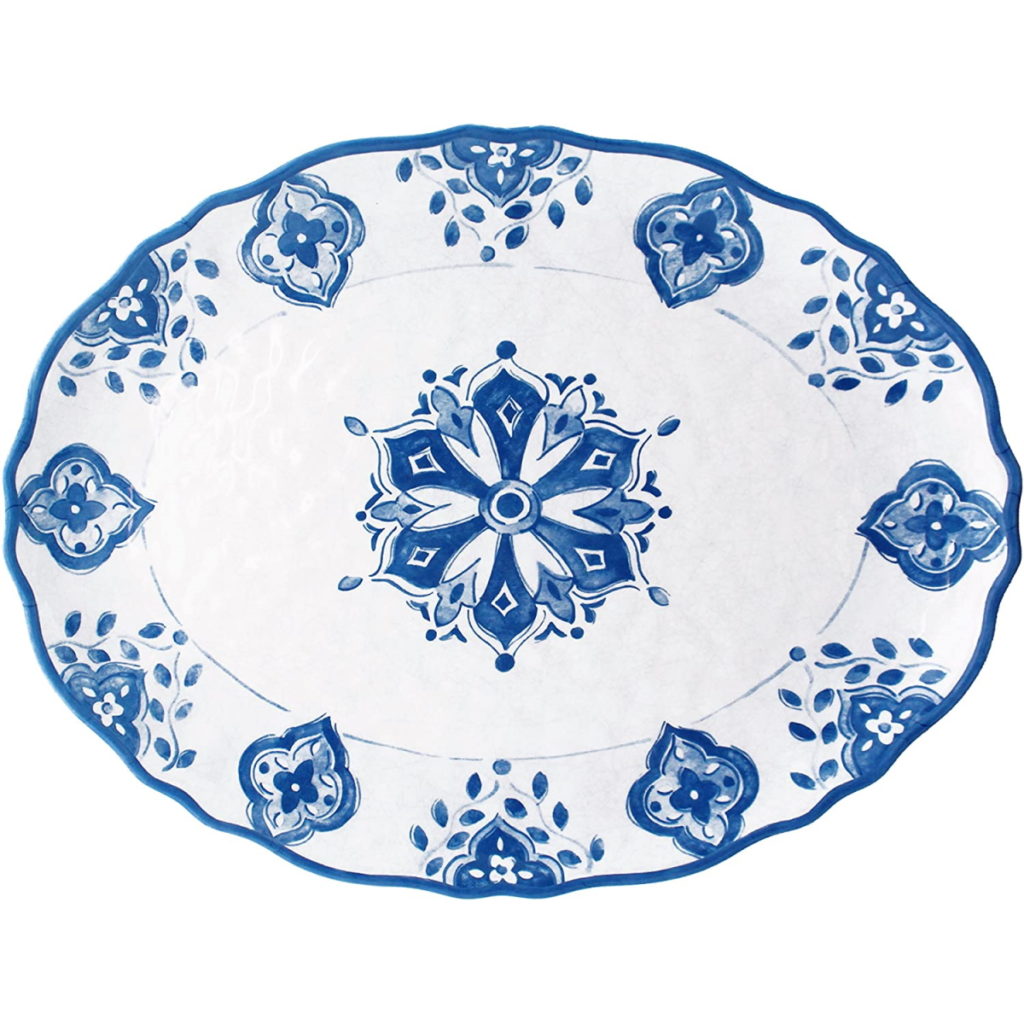 Le Cadeaux Moroccan Blue Oval Platter