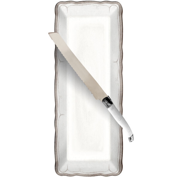 Le Cadeaux Rustica White Baguette Tray with Knife