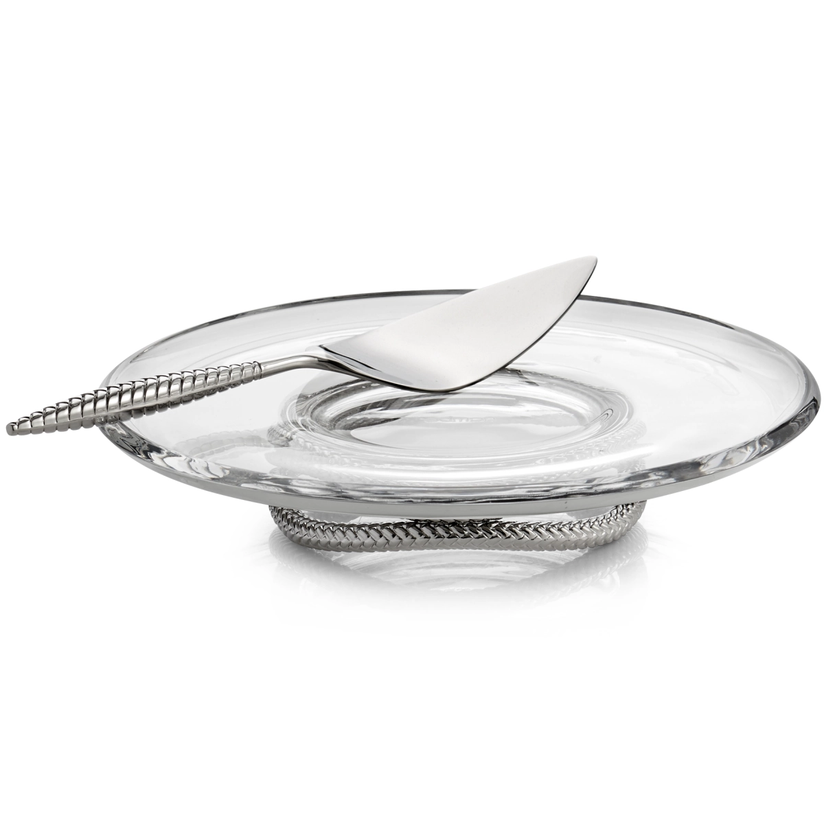 Nambé Braid Pedestal Cake Plate with Cake Server