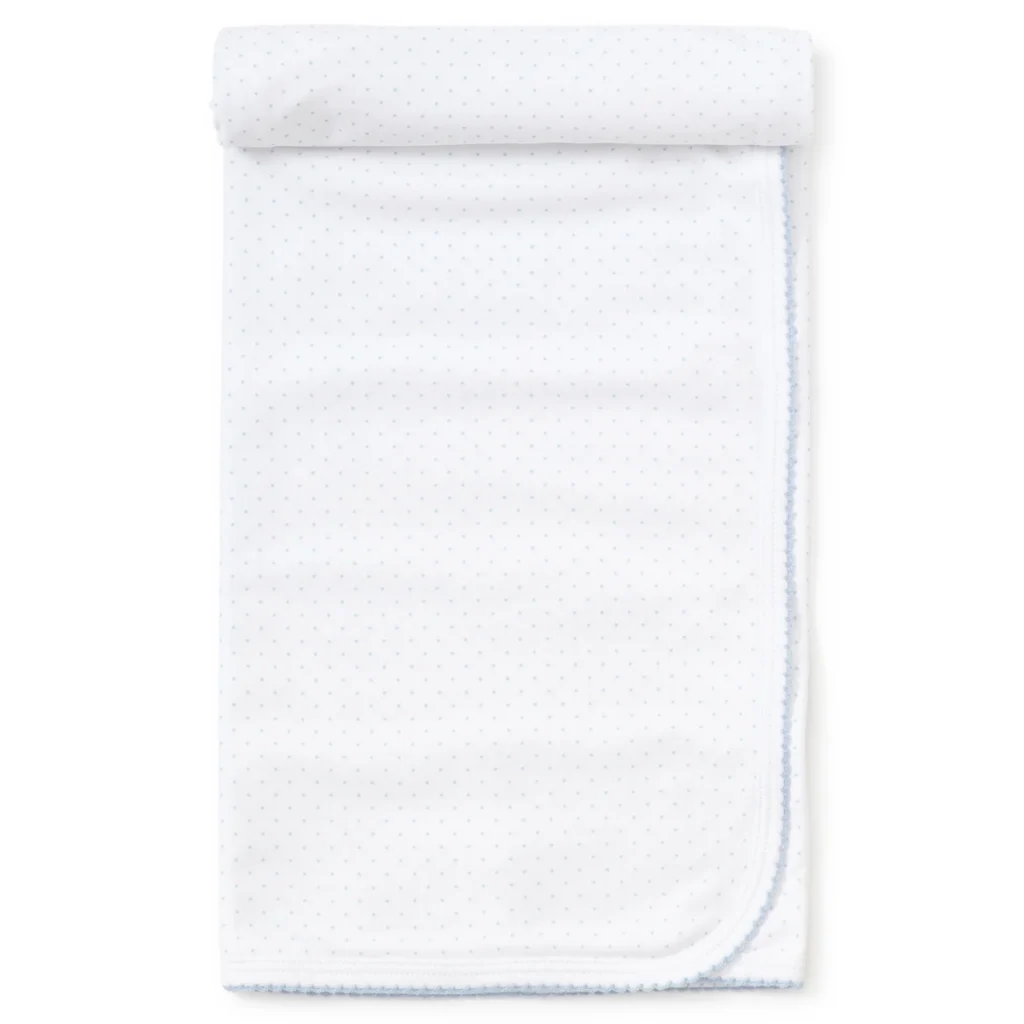 New Kissy Dots Print Blanket - White Blue
