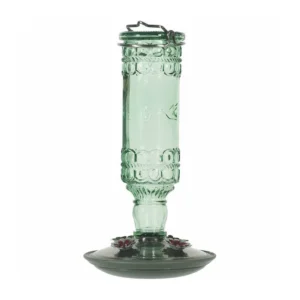 Perky-Pet Green Antique Glass Bottle Hummingbird Feeder