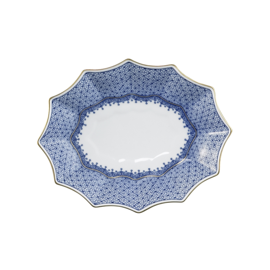 Mottahedeh Blue Lace Medium Fluted Tray