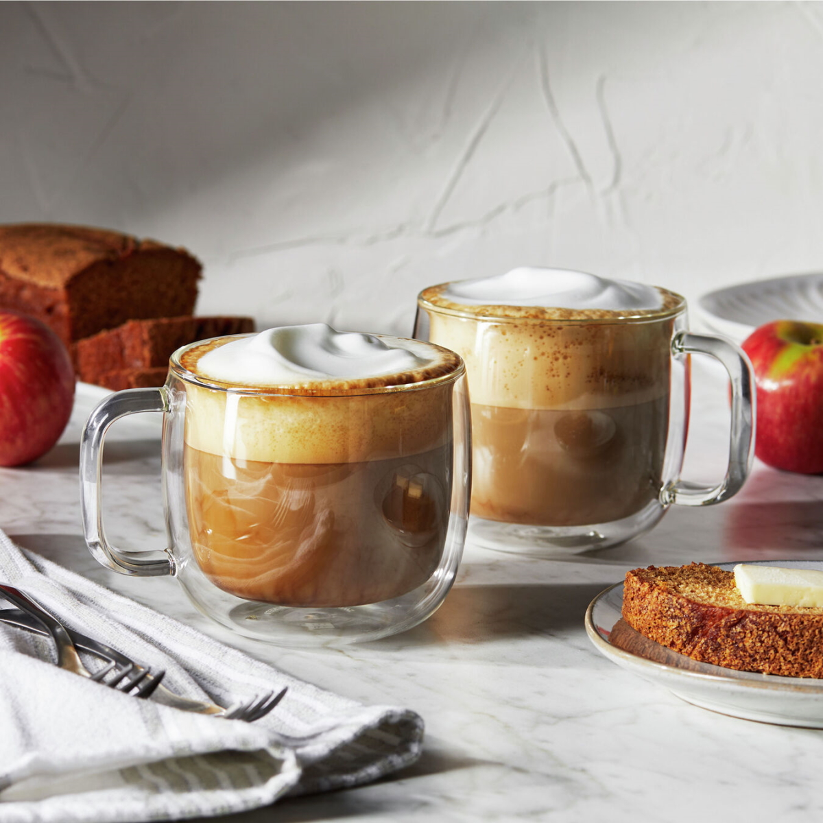 Sorrento Plus Double Wall 2-pc Cappuccino Glass Mug Set