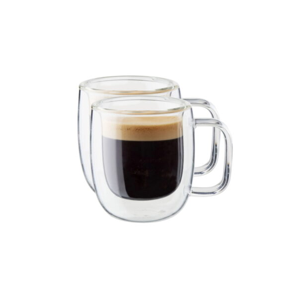Sorrento Plus Double Wall 2-pc Espresso Glass Mug Set