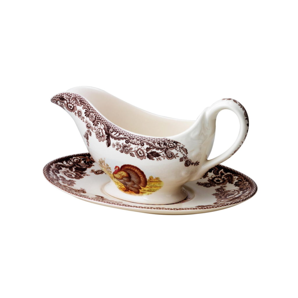 Spode Woodland Sauce Boat & Stand